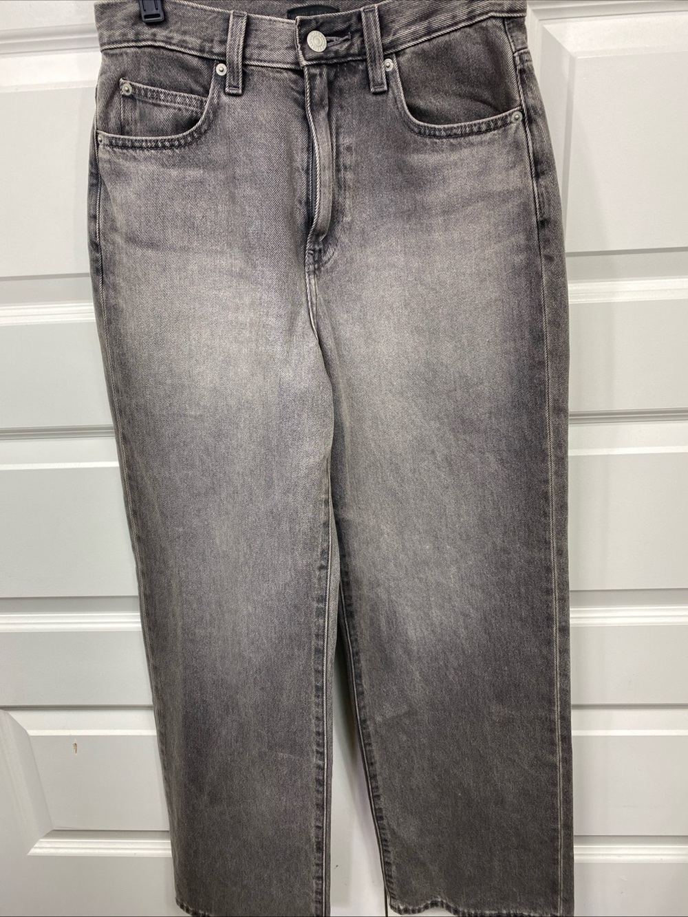 UNIQLO Barrel Silhouette Jeans Wide Leg Denim Gray 24 Low Rise Women 139864